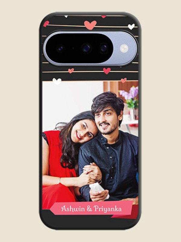 Custom Love Pattern with Name on Pink Ribbon on Photo On Space Black Custom Soft Matte Mobile Back Cover - Google Pixel 10 5G