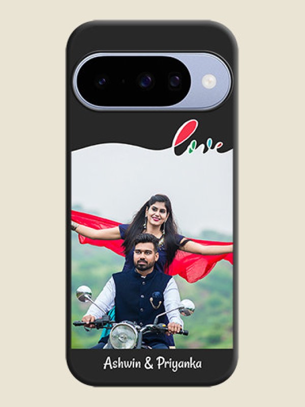 Custom Fall in Love Pattern with Picture on Photo On Space Black Custom Soft Matte Mobile Back Cover - Google Pixel 10 5G
