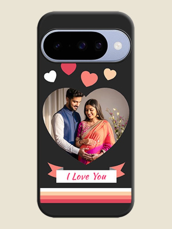 Custom Love Shaped Photo with Colorful Stripes On Space Black Custom Soft Matte Mobile Back Cover - Google Pixel 10 5G