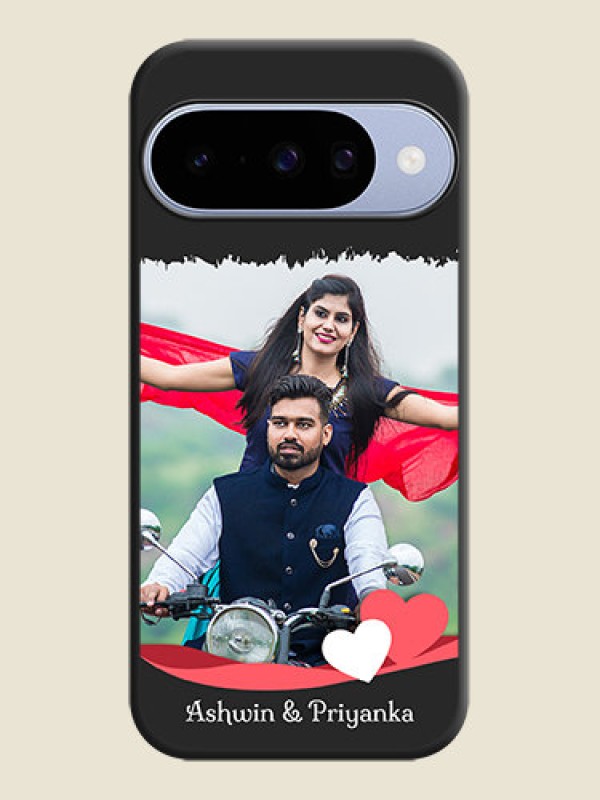 Custom Pin Color Love Shaped Ribbon Design with Text On Space Black Custom Soft Matte Mobile Back Cover - Google Pixel 10 5G