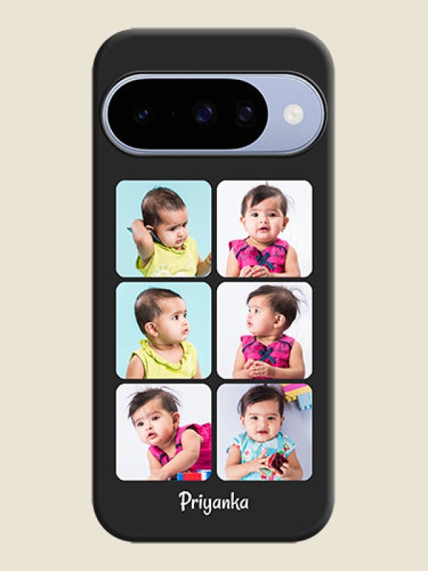 Custom Floral Art with 6 Image Holder on Photo On Space Black Custom Soft Matte Mobile Back Cover - Google Pixel 10 5G