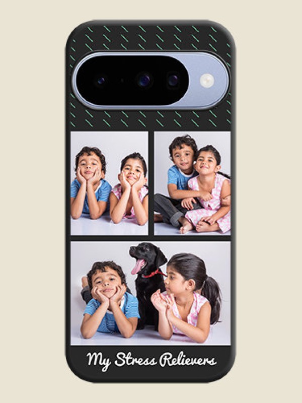 Custom Cross Dotted Pattern with 2 Image Holder On Space Black Custom Soft Matte Mobile Back Cover - Google Pixel 10 5G