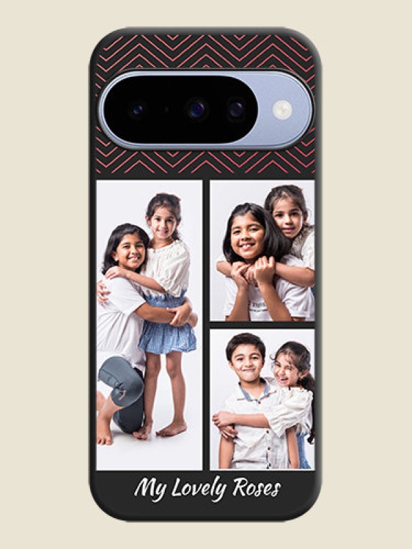 Custom Wave Pattern with 3 Image Holder On Space Black Custom Soft Matte Mobile Back Cover - Google Pixel 10 5G