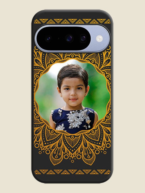 Custom Round Image with Floral Design On Space Black Custom Soft Matte Mobile Back Cover - Google Pixel 10 5G
