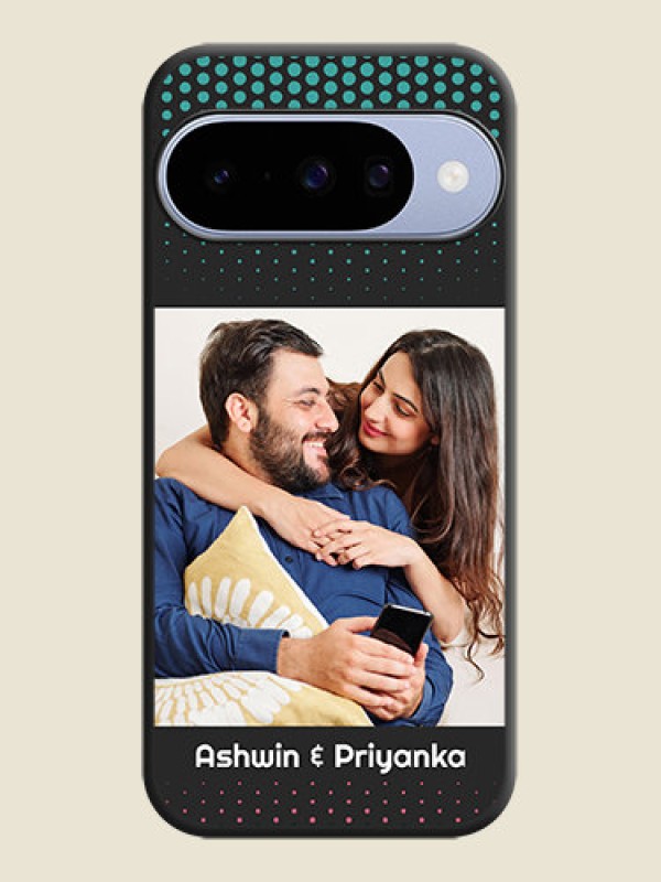 Custom Faded Dots with Grunge Photo Frame and Text On Space Black Custom Soft Matte Mobile Back Cover - Google Pixel 10 5G