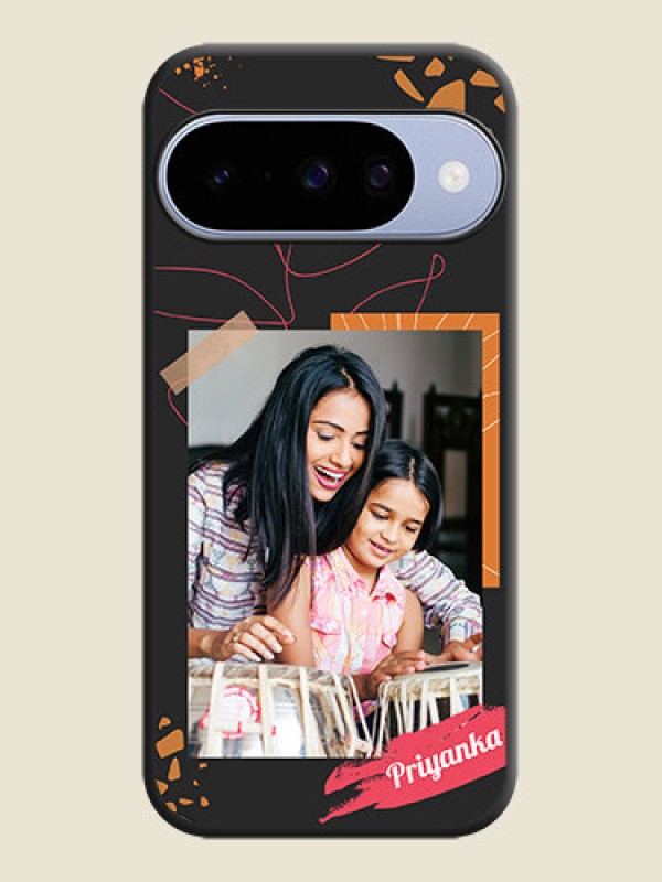 Custom Orange Photo Frame On Space Black Custom Soft Matte Mobile Back Cover - Google Pixel 10 5G