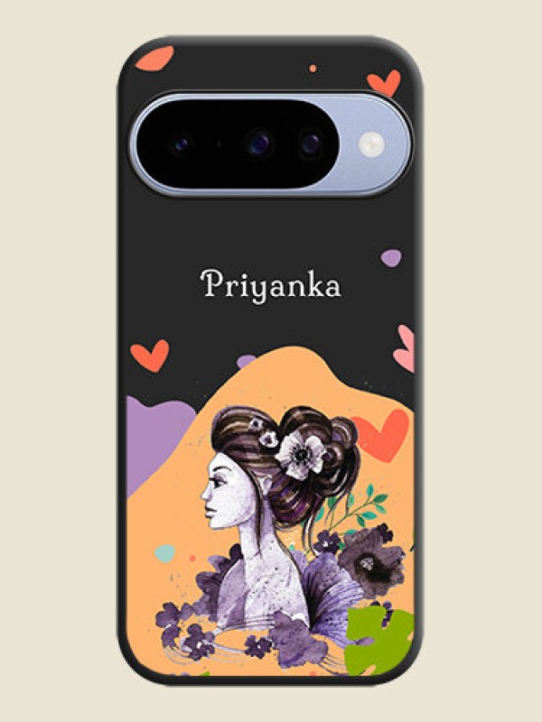 Custom Namecase For Her With Fancy Lady Image On Space Black Custom Soft Matte Mobile Back Cover - Google Pixel 10 5G