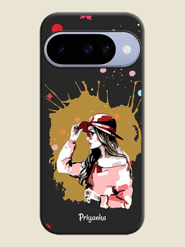 Custom Mordern Lady With Color Splash Background With Custom Text On Space Black Custom Soft Matte Mobile Back Cover - Google Pixel 10 5G