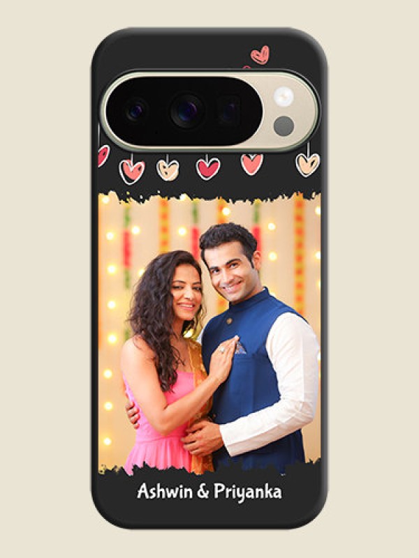 Custom Pink Love Hangings with Name On Space Black Custom Soft Matte Mobile Back Cover - Google Pixel 10 Pro 5G