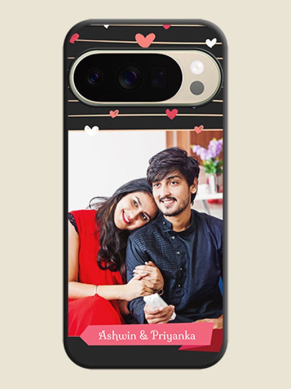 Custom Love Pattern with Name on Pink Ribbon on Photo On Space Black Custom Soft Matte Mobile Back Cover - Google Pixel 10 Pro 5G