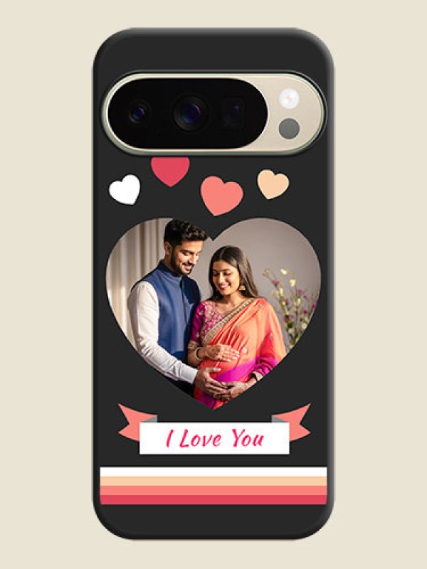 Custom Love Shaped Photo with Colorful Stripes On Space Black Custom Soft Matte Mobile Back Cover - Google Pixel 10 Pro 5G