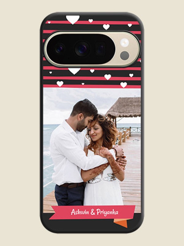 Custom White Color Love Symbols with Pink Lines Pattern On Space Black Custom Soft Matte Mobile Back Cover - Google Pixel 10 Pro 5G