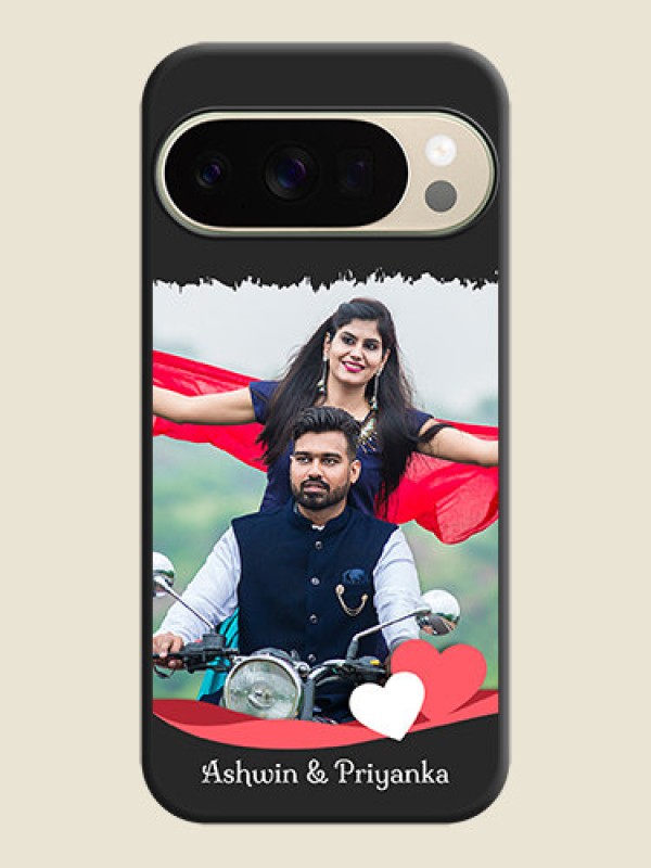 Custom Pin Color Love Shaped Ribbon Design with Text On Space Black Custom Soft Matte Mobile Back Cover - Google Pixel 10 Pro 5G