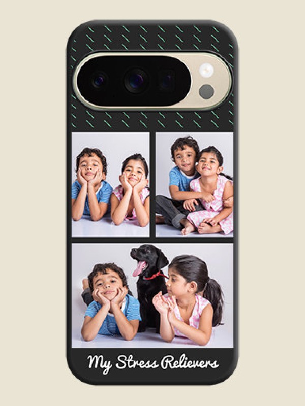 Custom Cross Dotted Pattern with 2 Image Holder On Space Black Custom Soft Matte Mobile Back Cover - Google Pixel 10 Pro 5G