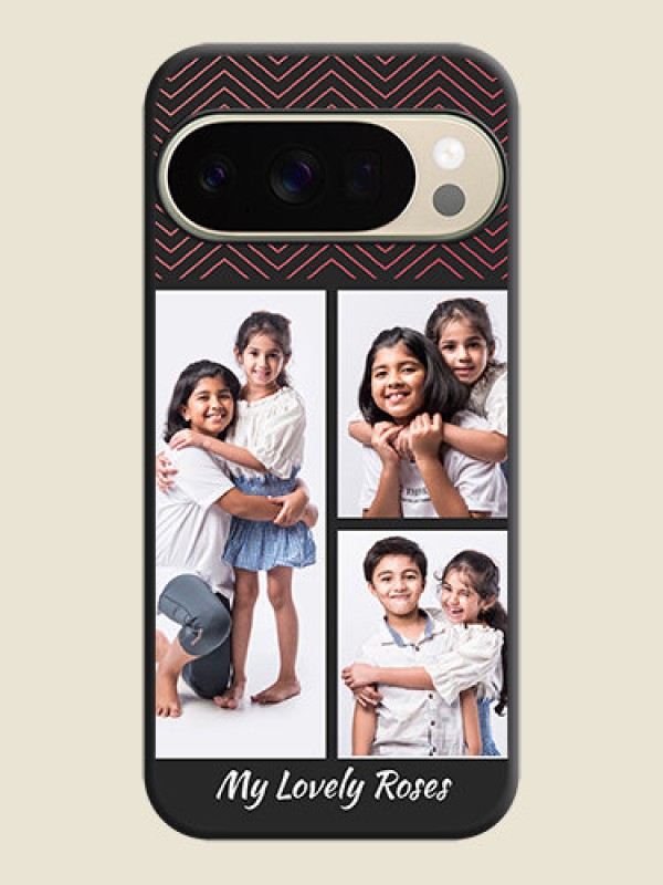 Custom Wave Pattern with 3 Image Holder On Space Black Custom Soft Matte Mobile Back Cover - Google Pixel 10 Pro 5G