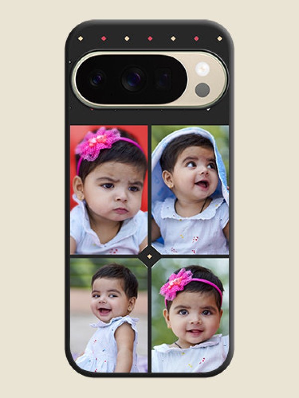 Custom Multicolor Dotted Pattern with 4 Image Holder On Space Black Custom Soft Matte Mobile Back Cover - Google Pixel 10 Pro 5G