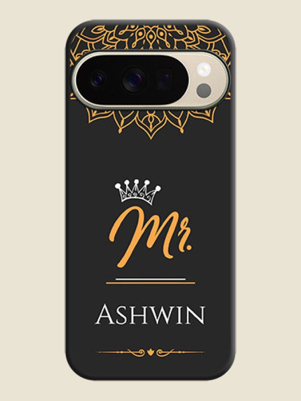 Custom Mr Name with Floral Design On Space Black Custom Soft Matte Mobile Back Cover - Google Pixel 10 Pro 5G