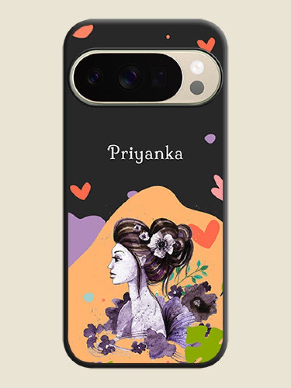 Custom Namecase For Her With Fancy Lady Image On Space Black Custom Soft Matte Mobile Back Cover - Google Pixel 10 Pro 5G
