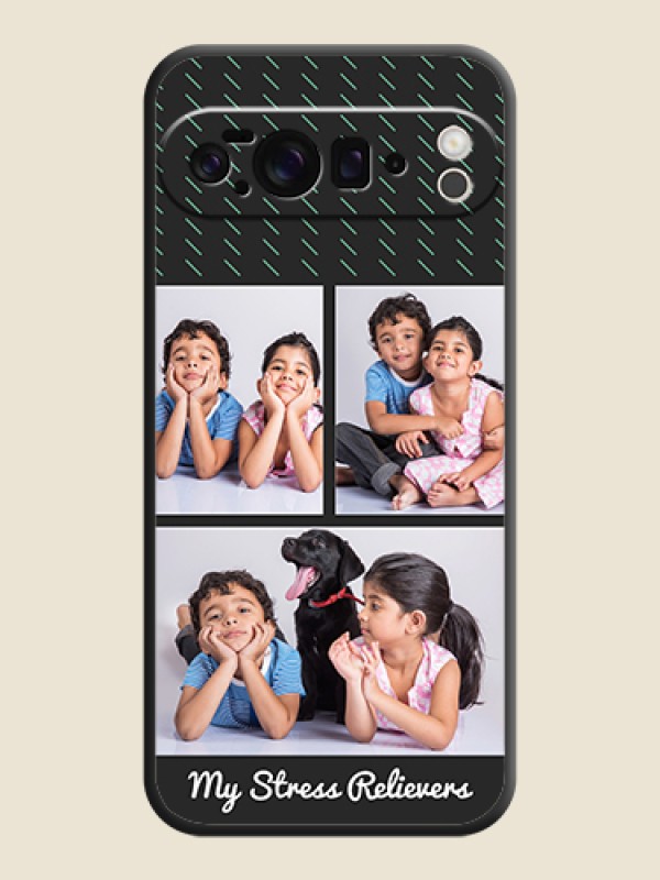 Custom Cross Dotted Pattern with 2 Image Holder On Space Black Custom Soft Matte Mobile Back Cover - Google Pixel 10 Pro XL 5G