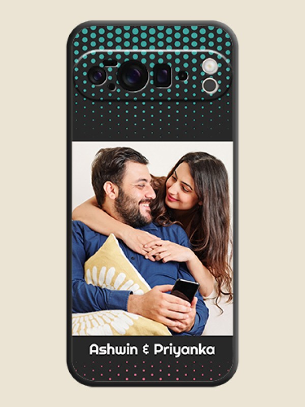 Custom Faded Dots with Grunge Photo Frame and Text On Space Black Custom Soft Matte Mobile Back Cover - Google Pixel 10 Pro XL 5G