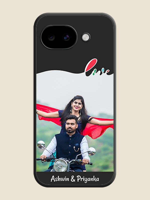 Custom Fall in Love Pattern with Picture on Photo On Space Black Custom Soft Matte Mobile Back Cover - Google Pixel 10A 5G
