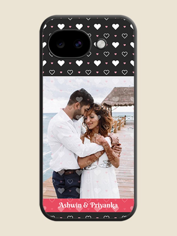 Custom White Color Love Symbols with Text Design on Photo On Space Black Custom Soft Matte Mobile Back Cover - Google Pixel 10A 5G