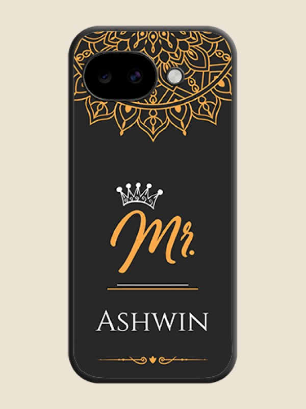 Custom Mr Name with Floral Design On Space Black Custom Soft Matte Mobile Back Cover - Google Pixel 10A 5G