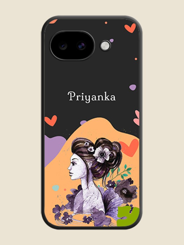 Custom Namecase For Her With Fancy Lady Image On Space Black Custom Soft Matte Mobile Back Cover - Google Pixel 10A 5G