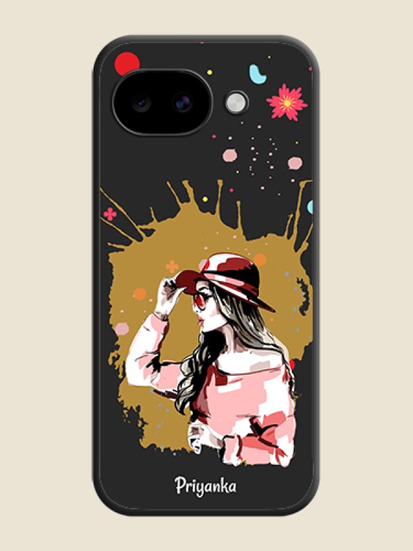 Custom Mordern Lady With Color Splash Background With Custom Text On Space Black Custom Soft Matte Mobile Back Cover - Google Pixel 10A 5G