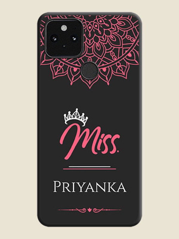 Custom Mrs Name with Floral Design On Space Black Custom Soft Matte Mobile Back Cover - Pixel 5 5G