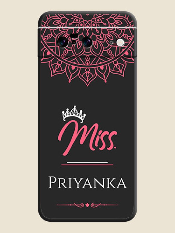 Custom Mrs Name with Floral Design On Space Black Custom Soft Matte Mobile Back Cover - Pixel 8 5G