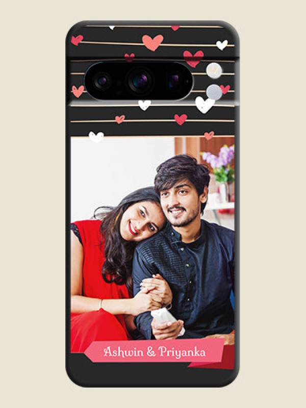 Custom Love Pattern with Name on Pink Ribbon  on Photo On Space Black Custom Soft Matte Mobile Back Cover - Pixel 8 Pro 5G