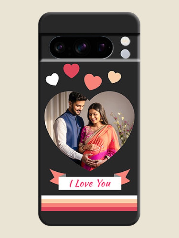Custom Love Shaped Photo with Colorful Stripes On Space Black Custom Soft Matte Mobile Back Cover - Pixel 8 Pro 5G
