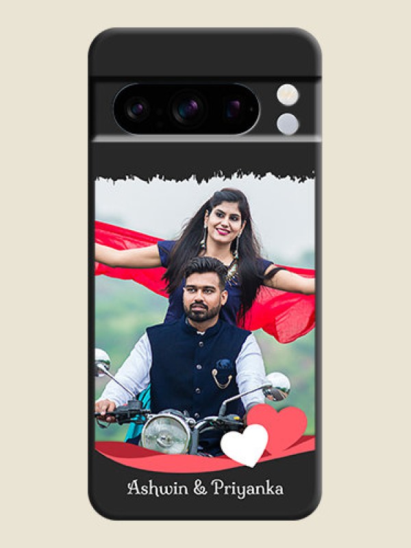 Custom Pin Color Love Shaped Ribbon Design with Text On Space Black Custom Soft Matte Mobile Back Cover - Pixel 8 Pro 5G