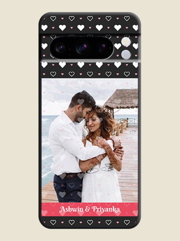 Custom White Color Love Symbols with Text Design on Photo On Space Black Custom Soft Matte Mobile Back Cover - Pixel 8 Pro 5G