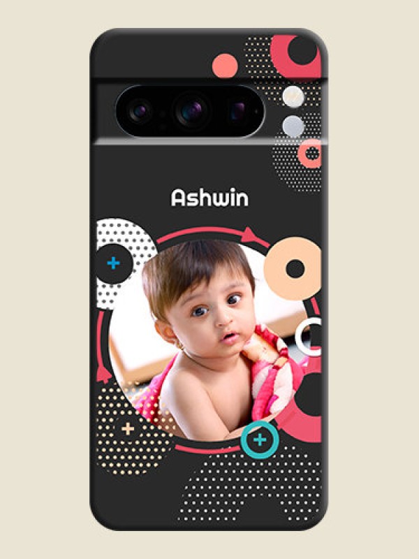 Custom Multicoloured Round Image On Space Black Custom Soft Matte Mobile Back Cover - Pixel 8 Pro 5G