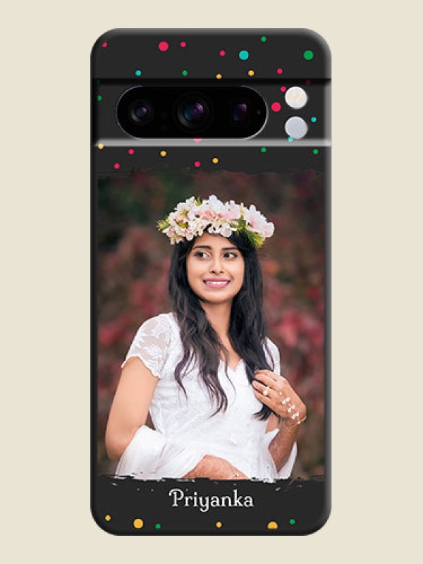 Custom Multicolor Dotted Pattern with Text  On Space Black Custom Soft Matte Mobile Back Cover - Pixel 8 Pro 5G