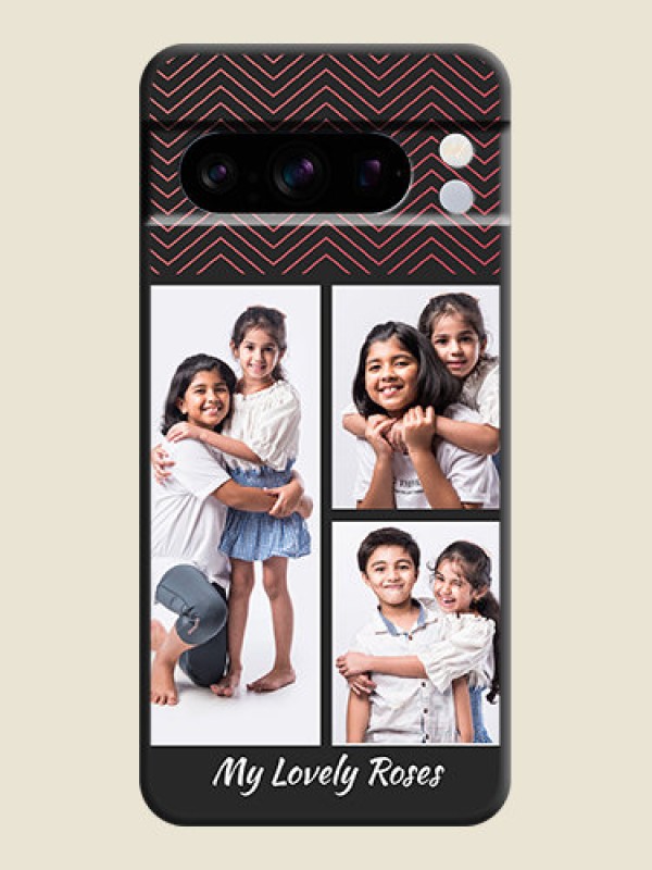 Custom Wave Pattern with 3 Image Holder On Space Black Custom Soft Matte Mobile Back Cover - Pixel 8 Pro 5G