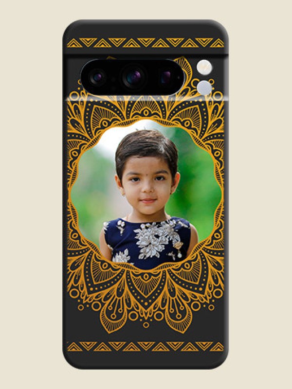 Custom Round Image with Floral Design On Space Black Custom Soft Matte Mobile Back Cover - Pixel 8 Pro 5G