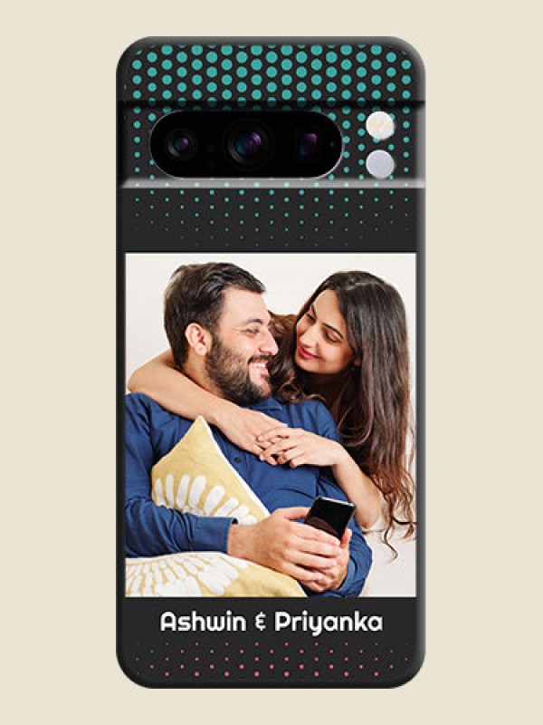 Custom Faded Dots with Grunge Photo Frame and Text On Space Black Custom Soft Matte Mobile Back Cover - Pixel 8 Pro 5G