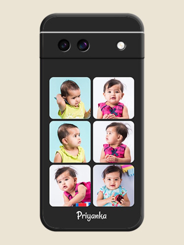 Custom Floral Art with 6 Image Holder on Photo On Space Black Custom Soft Matte Mobile Back Cover - Google Pixel 8A 5G