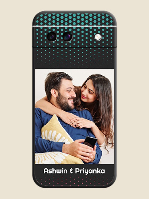 Custom Faded Dots with Grunge Photo Frame and Text On Space Black Custom Soft Matte Mobile Back Cover - Google Pixel 8A 5G