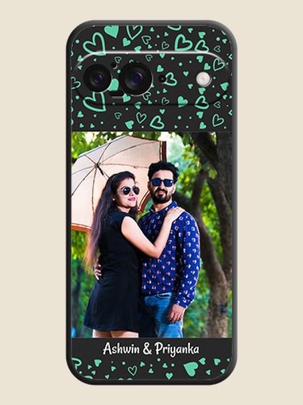 Custom Sea Green Indefinite Love Pattern on Photo On Space Black Custom Soft Matte Mobile Back Cover - Google Pixel 9 5G