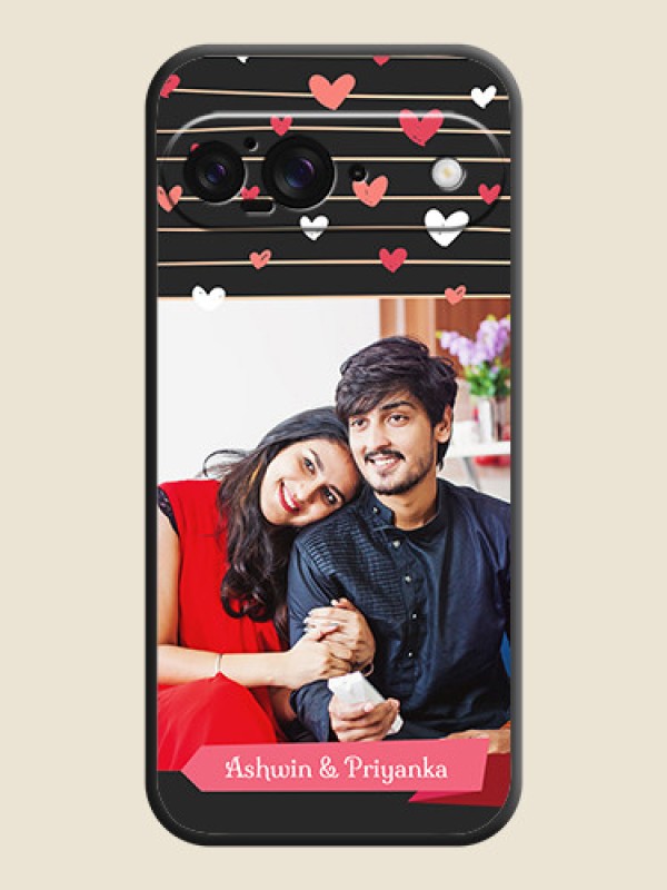 Custom Love Pattern with Name on Pink Ribbon on Photo On Space Black Custom Soft Matte Mobile Back Cover - Google Pixel 9 5G