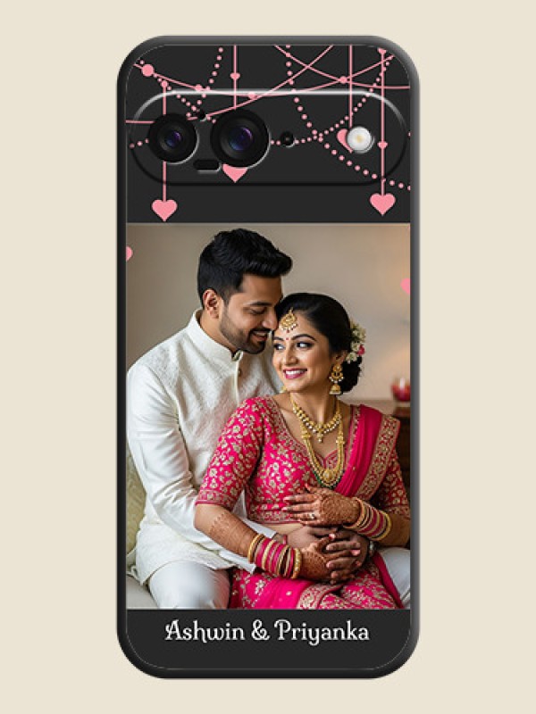 Custom Pink Love Hangings with Text On Space Black Custom Soft Matte Mobile Back Cover - Google Pixel 9 5G