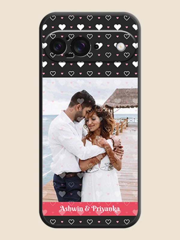 Custom White Color Love Symbols with Text Design on Photo On Space Black Custom Soft Matte Mobile Back Cover - Google Pixel 9 5G