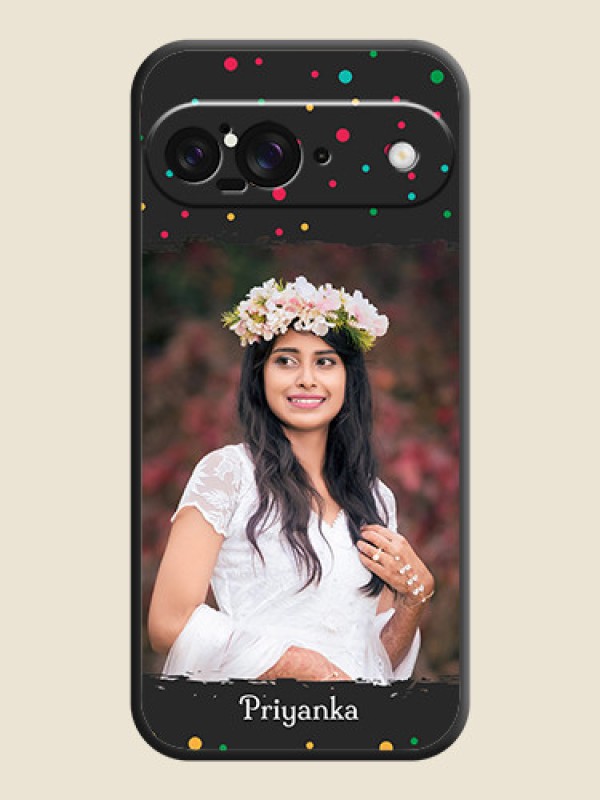 Custom Multicolor Dotted Pattern with Text On Space Black Custom Soft Matte Mobile Back Cover - Google Pixel 9 5G