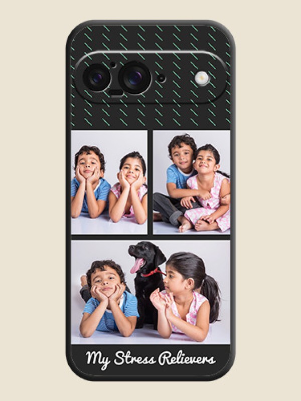 Custom Cross Dotted Pattern with 2 Image Holder On Space Black Custom Soft Matte Mobile Back Cover - Google Pixel 9 5G