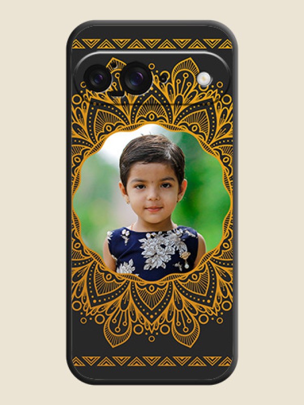 Custom Round Image with Floral Design On Space Black Custom Soft Matte Mobile Back Cover - Google Pixel 9 5G