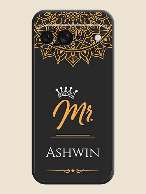 Custom Mr Name with Floral Design On Space Black Custom Soft Matte Mobile Back Cover - Google Pixel 9 5G